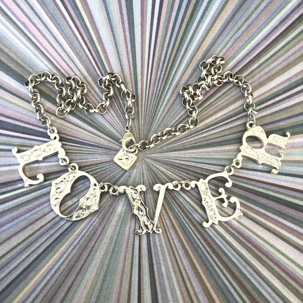 Linked LOVER Letters Necklace Silver-Tone initials